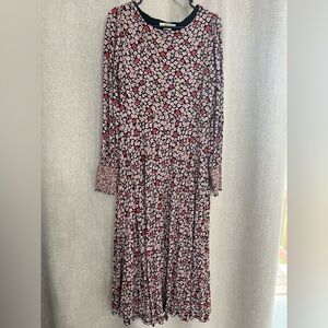 Boden Black and Red Floral Long Sleeve Dress